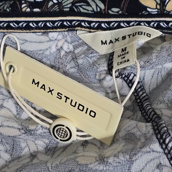 Max Studio Floral Flutter Sleeve Ruched Side Waist Faux Wrap Dress Size Med New! - Picture 9 of 11